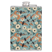 Floral Patchwork Halloween Bats & Flowers Flachmann (Rückseite)