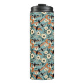 Floral Patchwork Halloween Bats & Flowers Thermosbecher (Vorderseite)