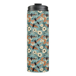 Floral Patchwork Halloween Bats & Flowers Thermosbecher