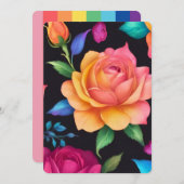 Floral Patern Rose Einladung (Vorne/Hinten)