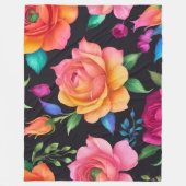 Floral Patern Rose Fleece Blanket (Vorderseite)
