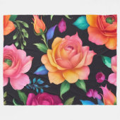 Floral Patern Rose Fleece Blanket (Vorderseite (Horizontal))
