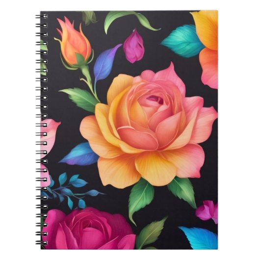 Floral Patern Rose Spiral Foto Notebook Notizblock (Vorderseite)