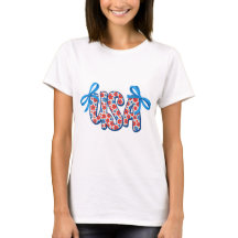 Floral Patriotic Coquette USA Bow T - Shirt