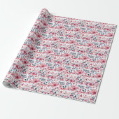 Floral Patriotic Happy Birthday Geschenk Wrapping Geschenkpapier (Ungerollt)