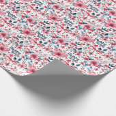 Floral Patriotic Happy Birthday Geschenk Wrapping Geschenkpapier (Ecke)