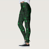 Floral pattern.01.FR.Green Black BG Leggings (Links)