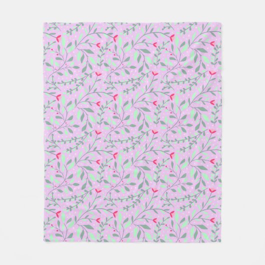 Floral pattern.05.FR.pink und Lgreen LPink BG Fleecedecke (Vorderseite)