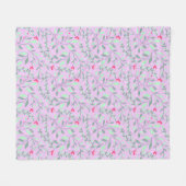 Floral pattern.05.FR.pink und Lgreen LPink BG Fleecedecke (Vorderseite (Horizontal))