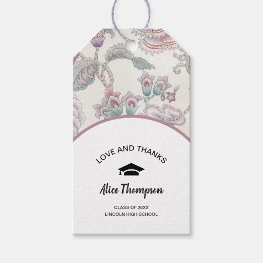 Floral Pattern Abschluss Vielen Dank Geschenkanhänger (Vorderseite)