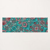 Floral Pattern, Aqua, Teal, Turquoise and Gray Yogamatte (Rückseite (Horizontal))