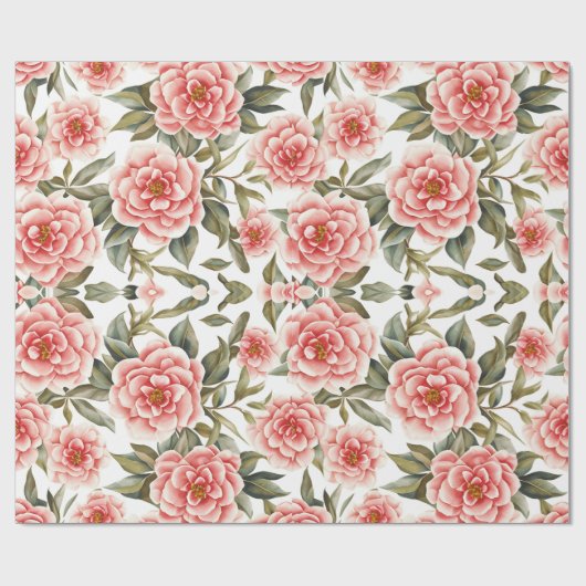 Floral Pattern Camellia Blume Geschenkpapier (Flach)