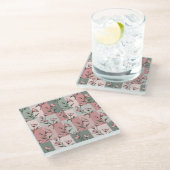 Floral Pattern Coaster Glasuntersetzer (Schrägansicht)