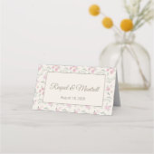 Floral Pattern Creme Folded Place Card Platzkarte (Rückseite)
