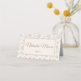 Floral Pattern Creme Folded Place Card Platzkarte