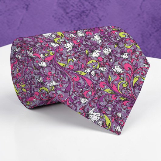 Floral Pattern Custom Necktie Krawatte