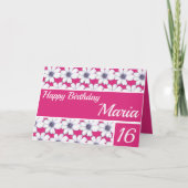 Floral pattern design Fuscia Pink Birthday Karte (Vorderseite)