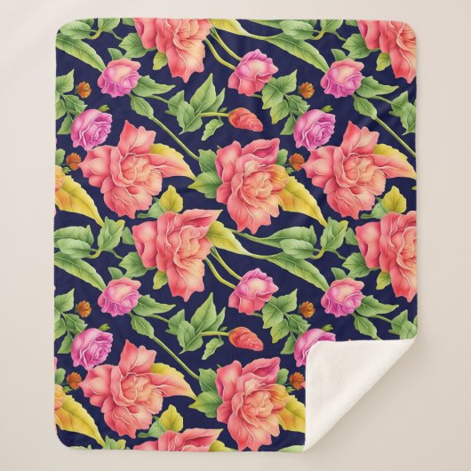 Floral Pattern Ginger Blume Sherpadecke (Vorderseite)