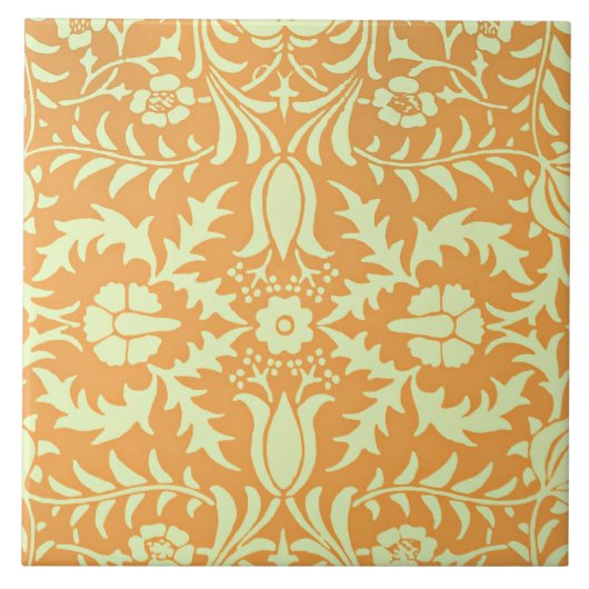 Floral Pattern, gold and pastel yellow design, Fliese (Vorderseite)