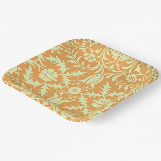 Floral Pattern, gold and pastel yellow design, Pappteller (Gewinkelt)