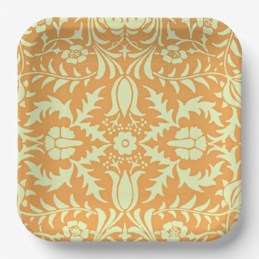 Floral Pattern, gold and pastel yellow design, Pappteller (Vorderseite)
