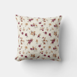 Floral Pattern Gold Gray Maroon Ditsy Kissen