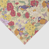 Floral Pattern Hydrangea Lilac Bluebell Birds Seidenpapier (Detail)