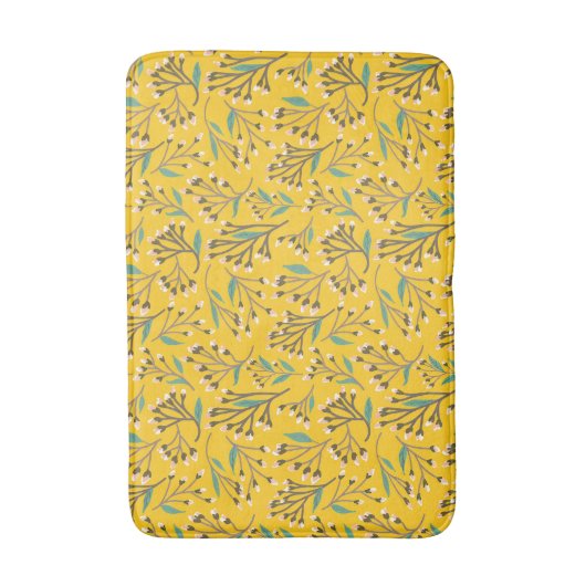 Floral Pattern in  delicate branches and buds Badematte (Vorderseite Vertikal)