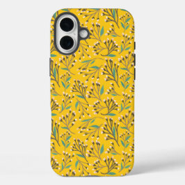 Floral Pattern in  delicate branches and buds iPhone 16 Plus Hülle