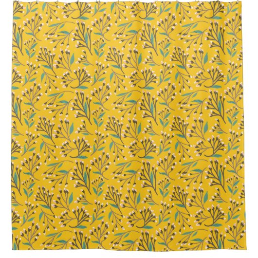 Floral Pattern in  delicate branches and buds Duschvorhang (Vorderseite)