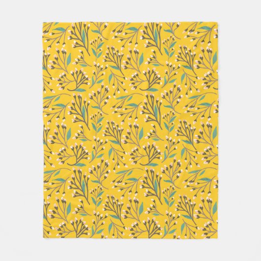 Floral Pattern in  delicate branches and buds Fleecedecke (Vorderseite)