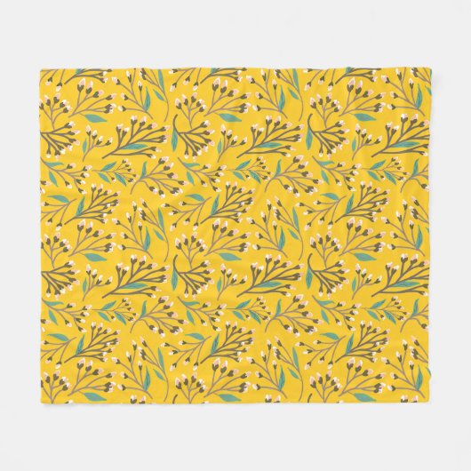 Floral Pattern in  delicate branches and buds Fleecedecke (Vorderseite (Horizontal))