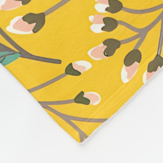 Floral Pattern in  delicate branches and buds Fleecedecke (Ecke)