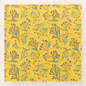 Floral Pattern in  delicate branches and buds Glasuntersetzer (Vorderseite)