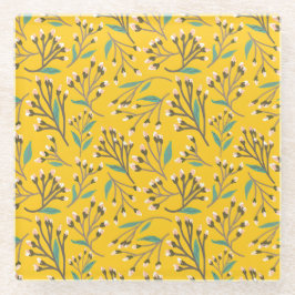 Floral Pattern in  delicate branches and buds Glasuntersetzer