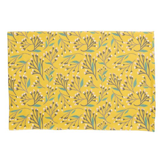 Floral Pattern in  delicate branches and buds Kissenbezug (Vorderseite-Links)