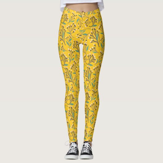 Floral Pattern in  delicate branches and buds Leggings (Vorderseite)