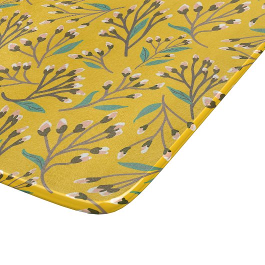 Floral Pattern in  delicate branches and buds Schneidebrett (Ecke)