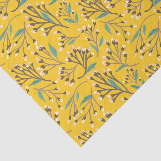 Floral Pattern in  delicate branches and buds Seidenpapier (Ausschnitt)