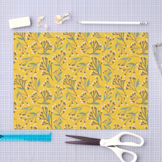 Floral Pattern in  delicate branches and buds Seidenpapier (Handwerk)