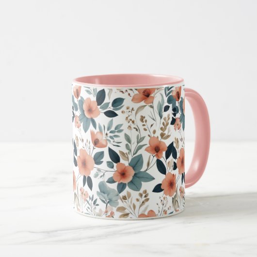 Floral Pattern in Pastel Tones Tasse (VorderseiteRechts)