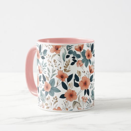  Floral Pattern in Pastel Tones Tasse (Vorderseite Links)
