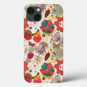 Floral Pattern in Retro 4 iPhone 13 Hülle