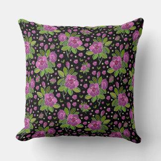 Floral Pattern Lilac Pink Green Black Kissen
