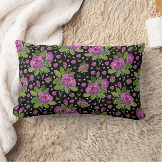 Floral Pattern Lilac Pink Green Black Lendenkissen