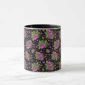 Floral Pattern Lilac Pink Green Black Tasse (Zentrum)
