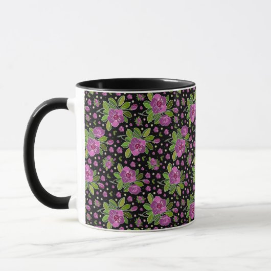 Floral Pattern Lilac Pink Green Black Tasse (Links)
