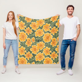 Floral Pattern Marigold-Blume Fleecedecke