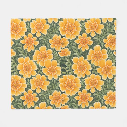 Floral Pattern Marigold-Blume Fleecedecke (Vorderseite (Horizontal))
