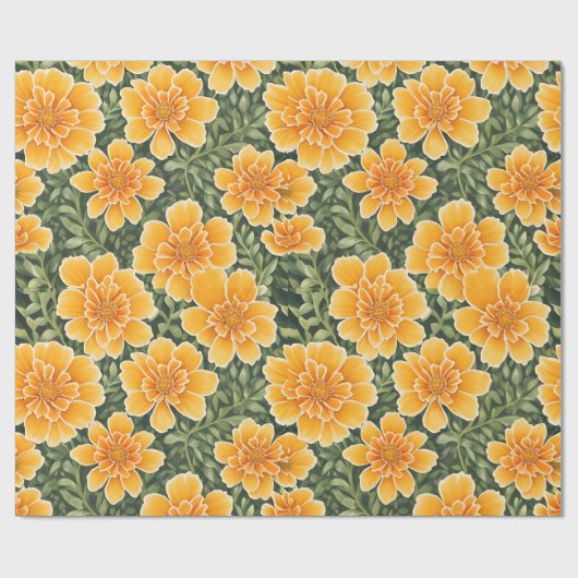 Floral Pattern Marigold-Blume Geschenkpapier (Flach)